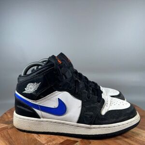 Air Jordan 1 Mid SE GS Black‎ White Blue Orange Youth 5Y Womens 6.5 554725 084